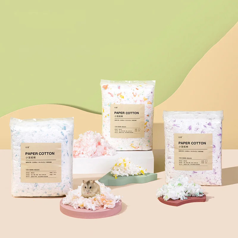 450g Hamster Paper Cotton Bedding Deodorant Absorbent Water Dust-free Confetti With Sawdust Golden