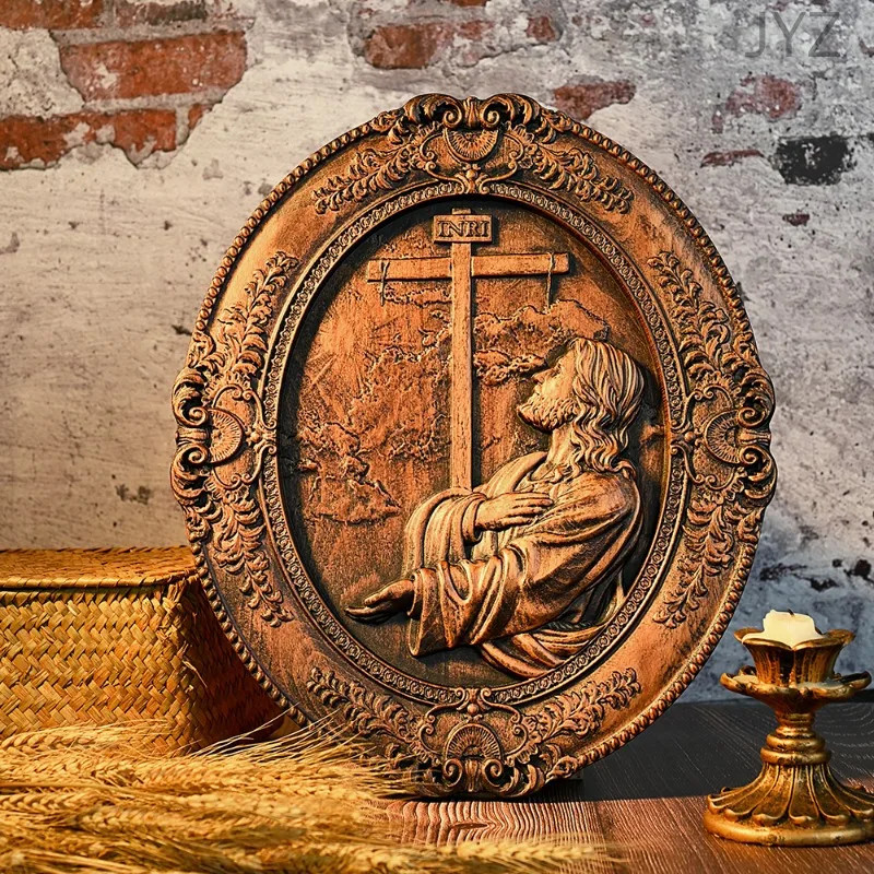 Christmas Solid Wood Carving Jesus Hill Garden Prayer, Religious Prayer, Jesus Christ Statue Decora