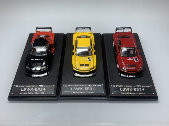 ER34 Collection SW 1/64 Nissan Nissan ER34 LBWK เปิดฝาครอบรุ่นรถโลหะผสมหลายทางเลือก