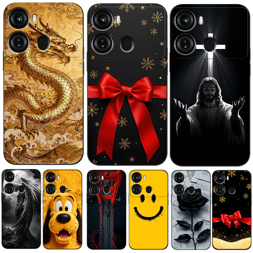 เคสสําหรับ ITEL P40 Silicon Phone Back Cover เคส tpu สีดํา เงินตลก dollar merry christmas