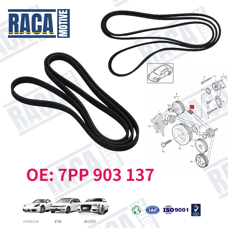 For Porsche Paramera 970 Cayenne 9PA 92A  Serpentine Drive Belt Kit 7L5903137 7PP 903 137  7PP90313