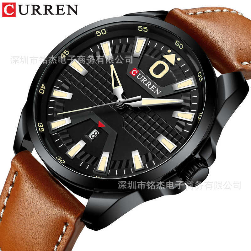 CURREN CURREN 8379 นาฬิกาเข็มขัดธุรกิจผู้ชาย Simple Mens Waterproof Quartz Calendar Watch นาฬิกาผู้ช