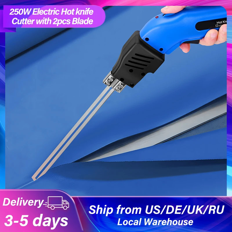 Electric Hot knife 250W Hot Cutter knife Kits with 2pcs Blade Fast Heating 680°F Cutting for Ropes