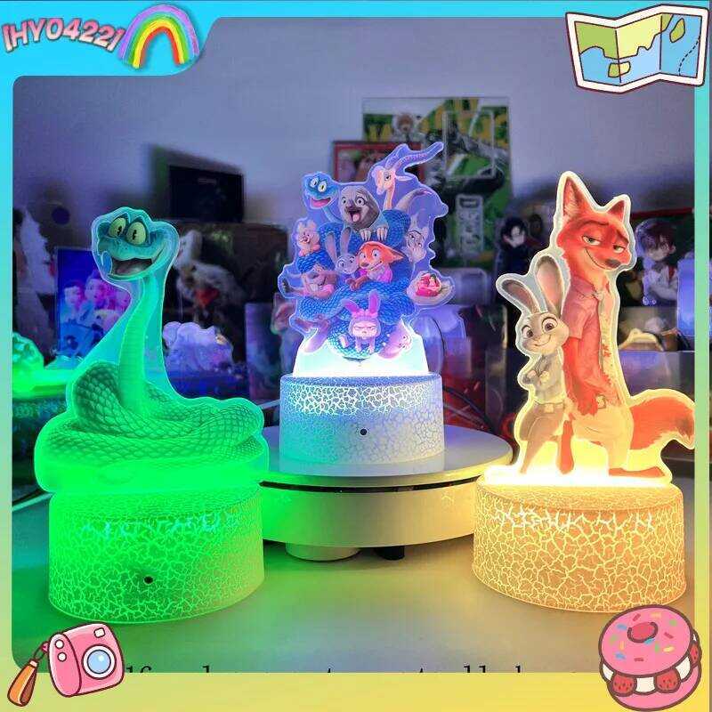C 16 Colors Zootopia 2 Movie Themed Seamless Inner Print Colorful Remote Controlled 3D Night Light