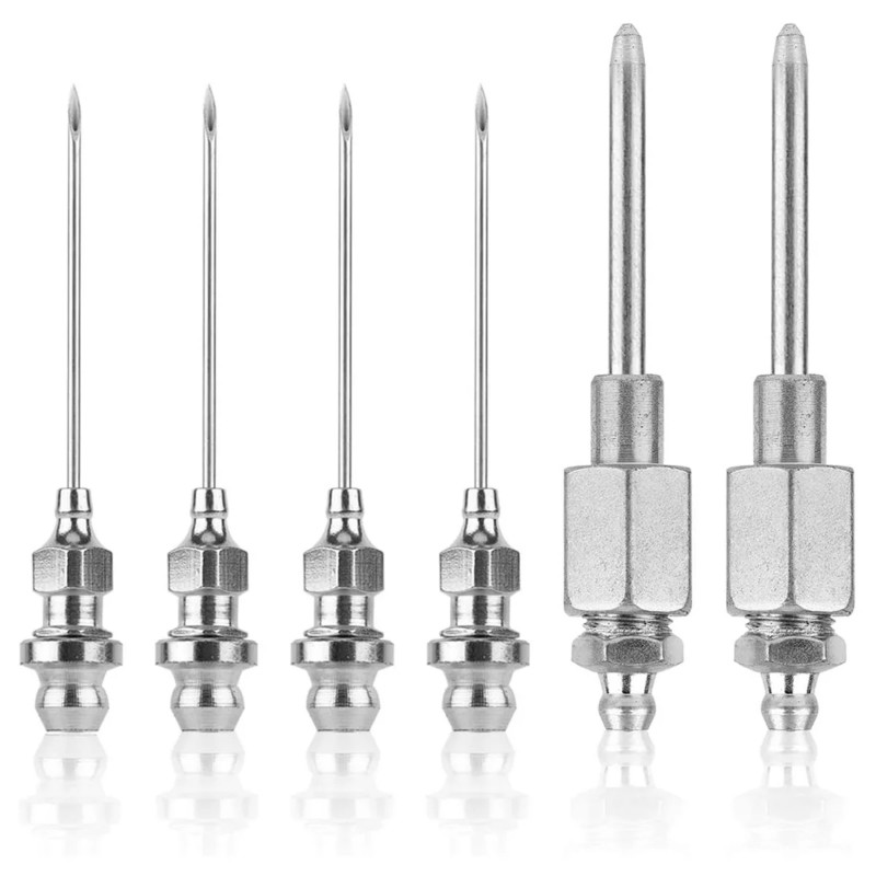 6pcs Grease Needle Nozzle Kit, Steel Grease Nozzle Needle Dispenser Grease Injector Needle Grease A