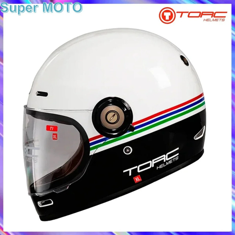 TORC Fiberglass Retro Motorcycle Helmet DOT ECE Certification Full Face Capacetes Summer Men Motobi