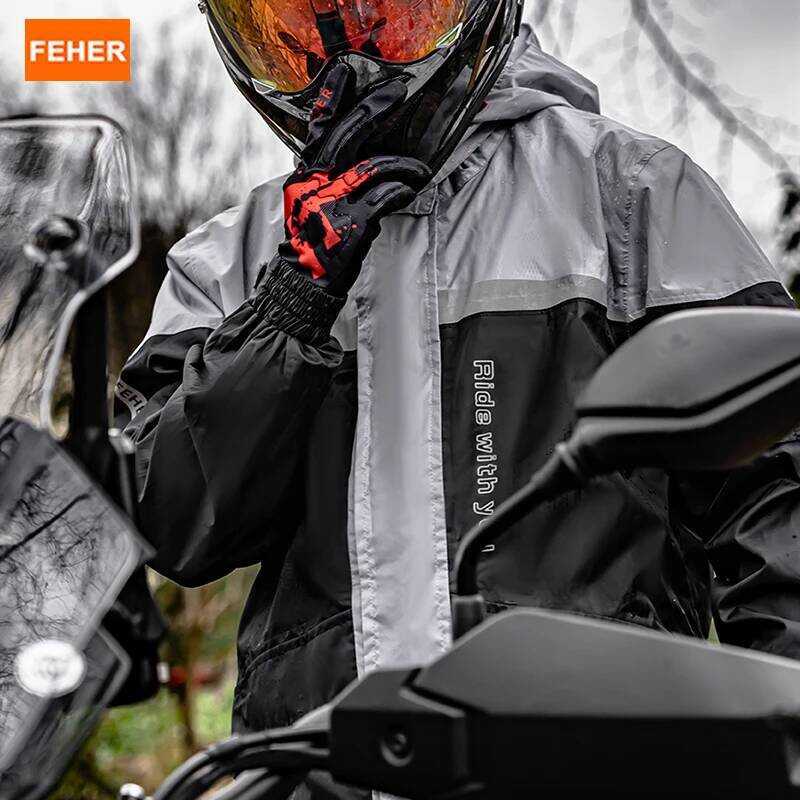 C FEHER Motorcycle Raincoat Suit Waterproof Unisex Rainstorm Proof Level Riding Raincoat R-Ant Brea
