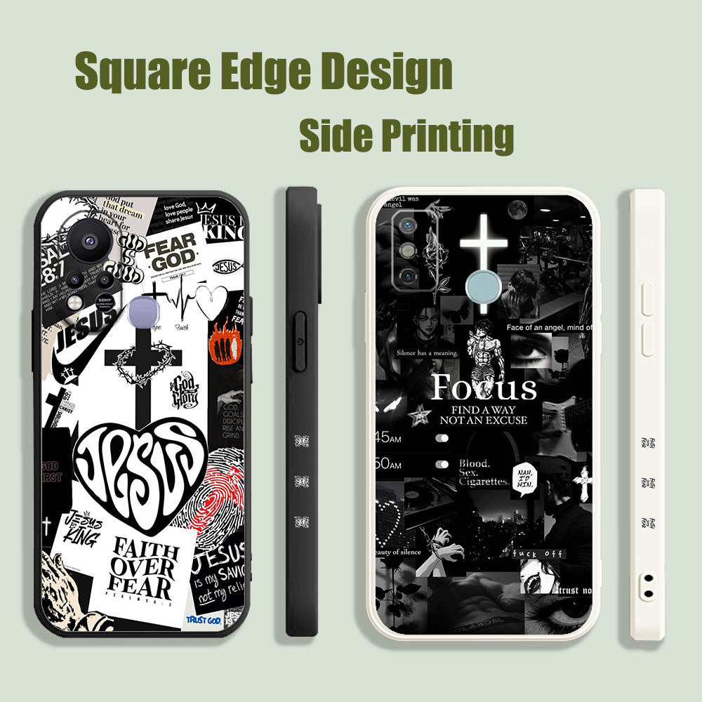 ปลอกสําหรับRealme C30s C30 9i 4G Christian Quotes Faith Over Fear WMS07 เคสโทรศัพท์สแควร์ขอบ