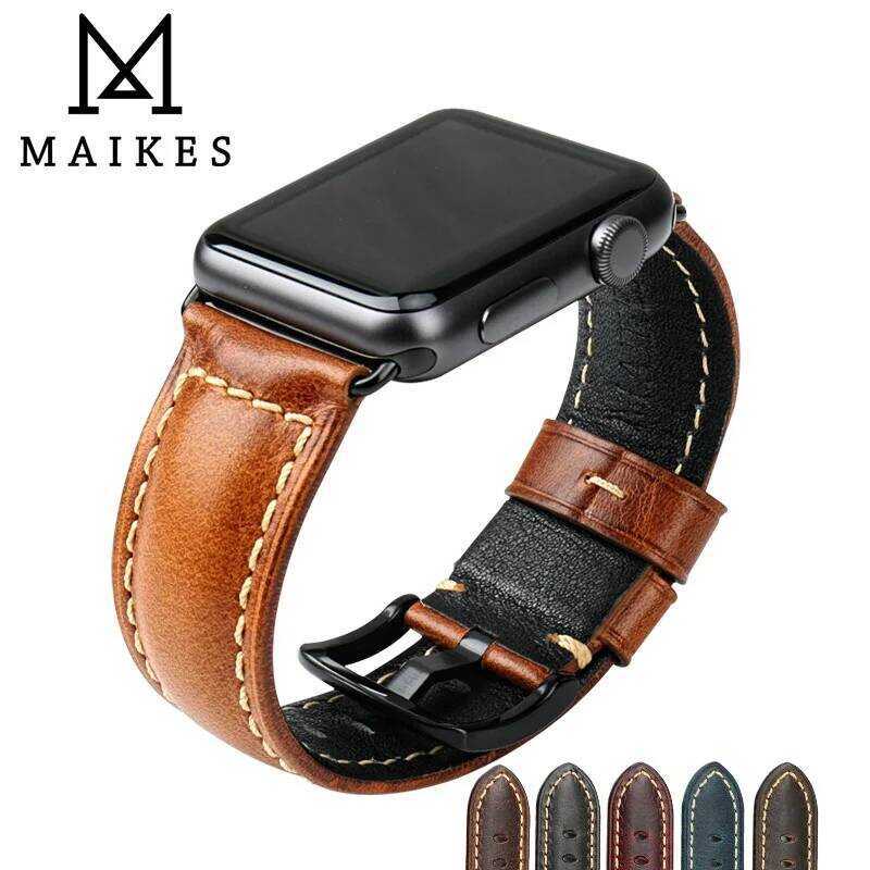 Vintage Bracelet Cow Leather Band For Apple Watch 45mm 44mm 40mm 41mm Series 9 8 7 6 SE 5 4 For iWat