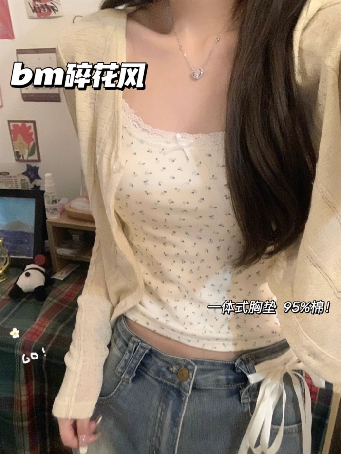 สาวบริสุทธิ์ yyds~เสื้อชั้นในสตรีลูกไม้แอปริคอทลายดอกไม้พร้อมแผ่นรองเต้านมสำหรับสวมใส่ด้านในและด้าน