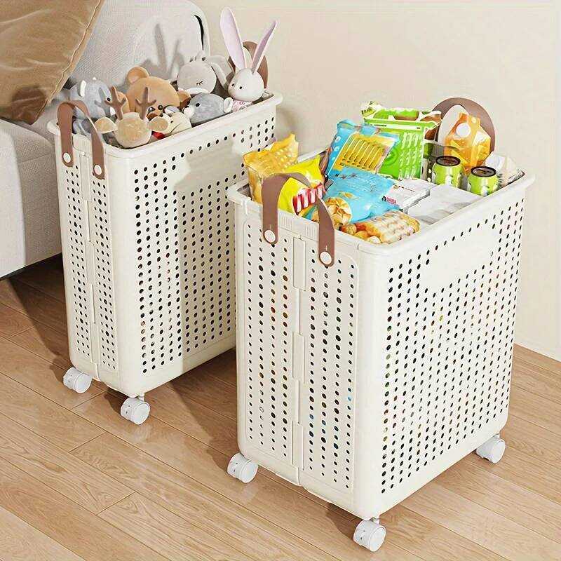 C Laundry Item Storage Laundry Basket - Laundry Supplies Storage PP Material Rolg Laundry Cart, Fol