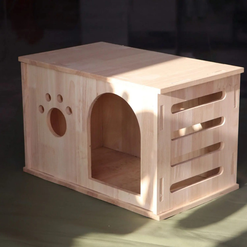 Solid Wood Cat House Large Wooden Dog House Small Dog Luxury Home Ventilated and Breathable Cat Hou