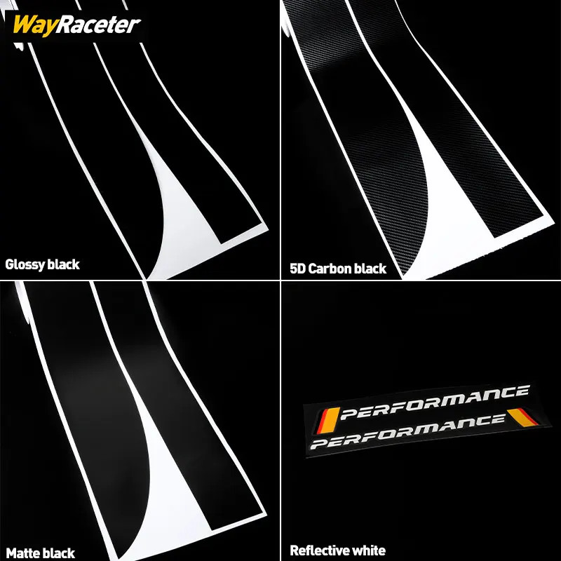 2 Pcs M Performance Styling Car Door Side Skirt Stripes Sticker Vinyl Body Decal For BMW Z4 E85 E86