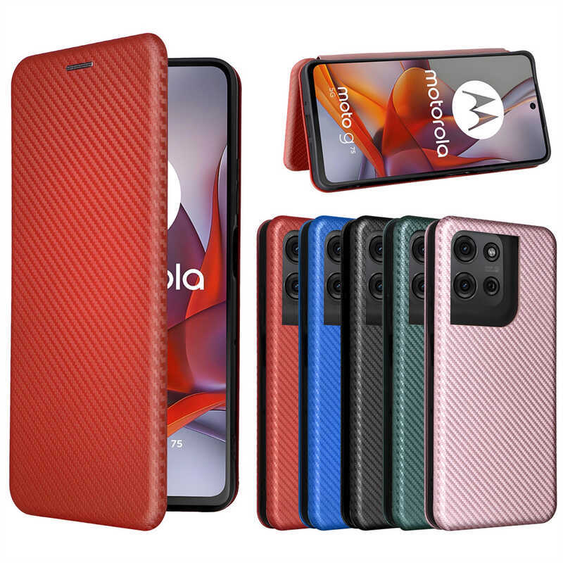 เหมาะสําหรับ Motorola MOTO G75 คาร์บอนไฟเบอร์ Multi-Card Slot Flip เคสโทรศัพท์ Neutral การค้าต่างประ