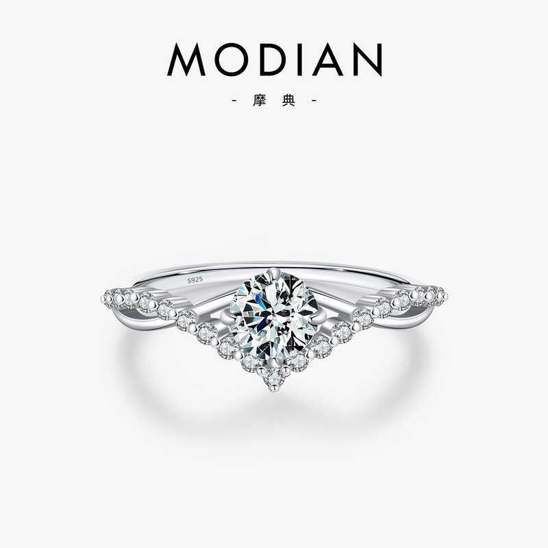 .MODIAN แหวนแต่งงานคู่ เพชร Moissanite ในเงินสเตอร์ลิง S925