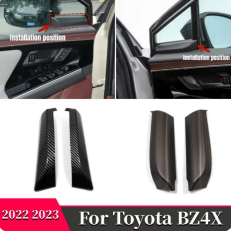 2 PCS ABS Carbon fibre Wood grain Car Inner On the Front Door Trim Stickers For Toyota bZ4X 2022 20