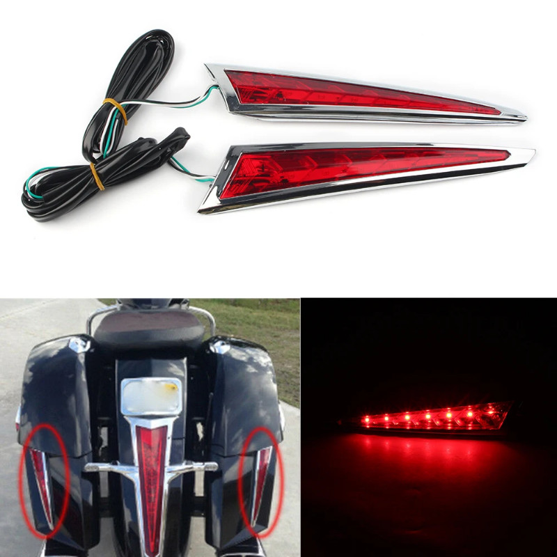 ABS Motorcycle Saber Tooth Rear Saddlebag Side LED Brake Lights For Victory Cross Country Tour 2010