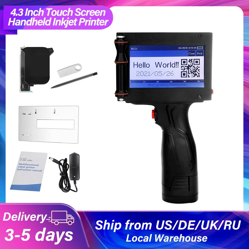 Handheld Inkjet Printer 4.3 Inch Touch Screen Portable Inkjet Printer 12.7mm Height Date QR Code La