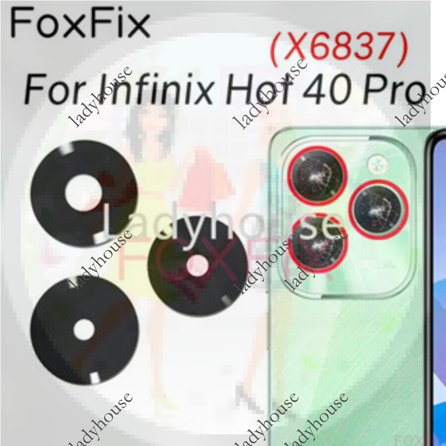 เลนส์กระจกกล้องหลังด้านหลังสําหรับ Infinix Hot 40 Pro X6837 พร้อมกาว