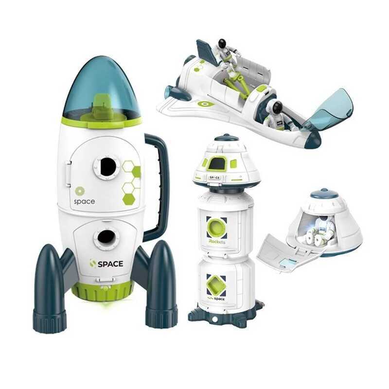 C Acousto Optic Space Rocket Toy Spaceship Space Station Rocket Model Aviation Series Aircraft Toy