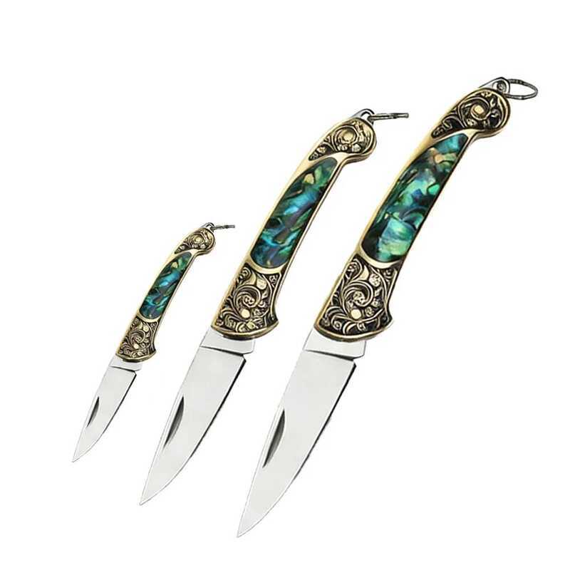 C High Quality Sharp Brass Handmade Shell Exquisite Portable Express Unpacking Folding Knife Fruit