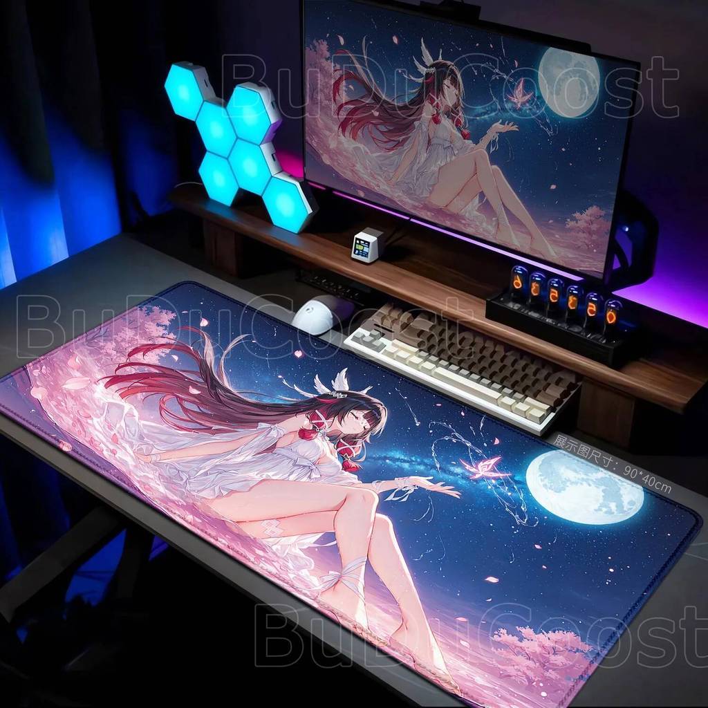 อะนิเมะน่ารัก Columbina Mousepad ลื่นยางสําหรับเล่นเกม Genshin Impact แผ่นรองเมาส์แป้นพิมพ์คอมพิวเตอร์ PC แล็ปท็อป Pad XXL โต๊ะ Mat