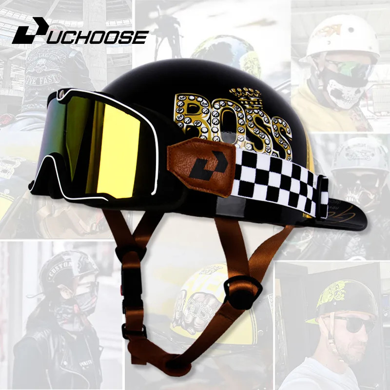 UCHOOSE NEW Motorcycle Helmet  Riding Locomotive for Harley Retro Half Helmet Four Seasons Universa