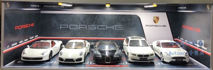1: 18 Porsche Garage Parkage Lot Repair Workshop Car Model Display Scene