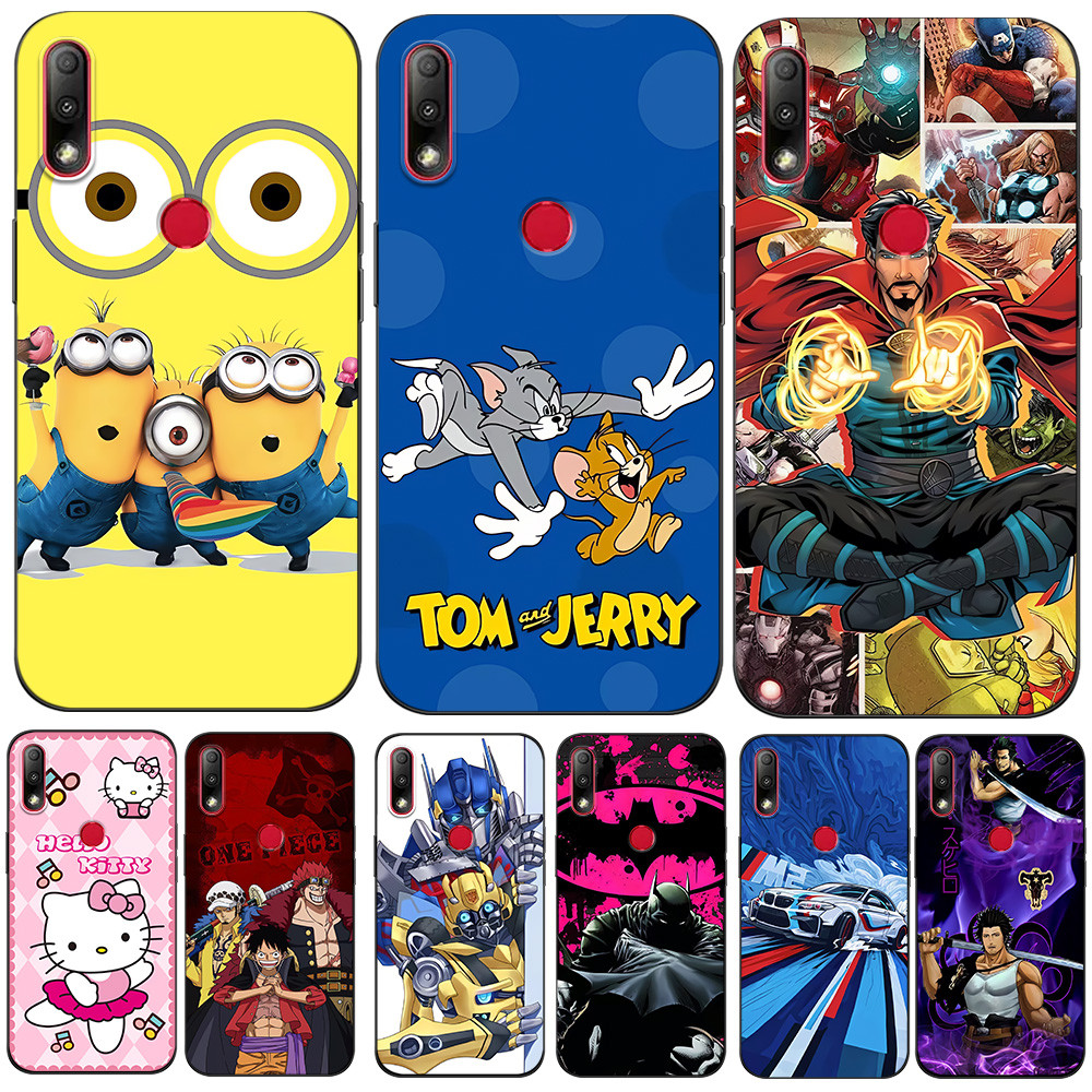 สําหรับ ASUS Zenfone max ZB634KL เคสโทรศัพท์ฝาหลังซิลิคอนสีดํา Tpu ตลก Minions น่ารัก Tom และ Jerry