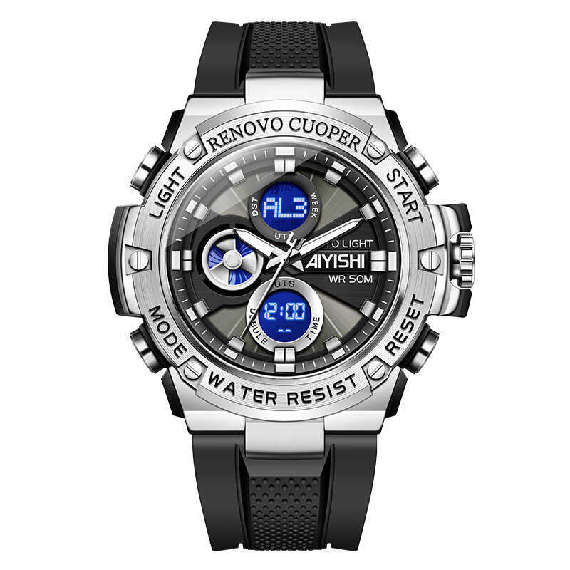 AIYISHI AIYISHI นาฬิกาผู้ชายผู้ชายมัลติฟังก์ชั่นปฏิทินกันน้ํานักเรียนอินเทรนด์ชาย-2358