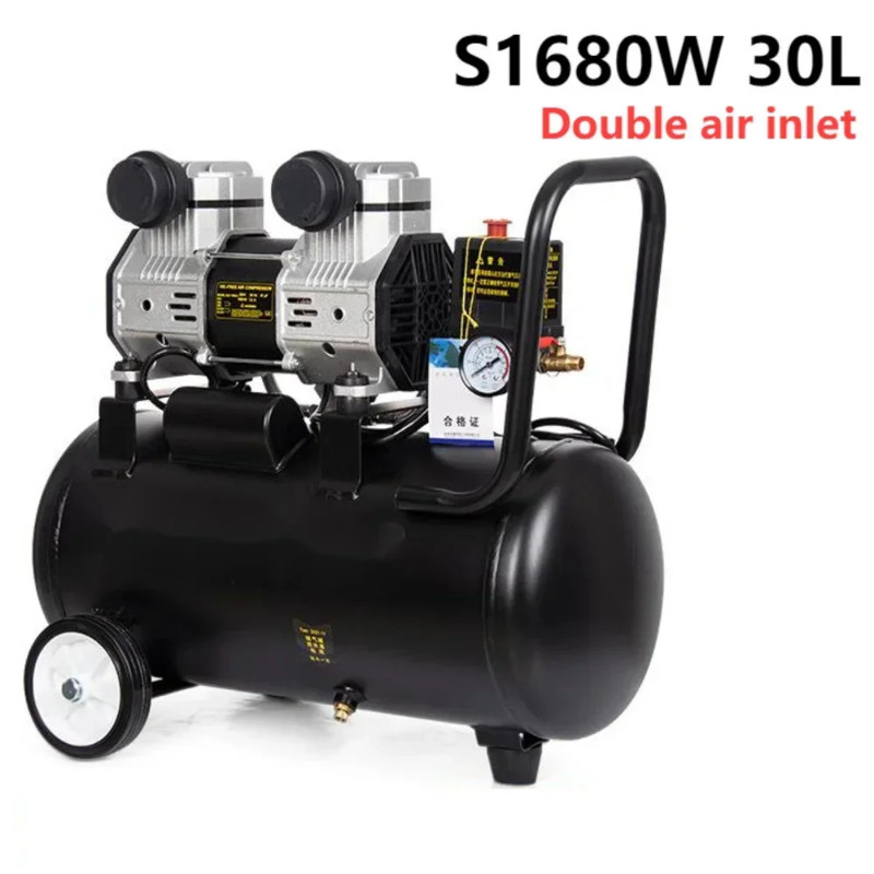 1680W 30L 140L/min 0.7Mpa Single Air Inlet Air Compressor Air Pump Oil-free Black Carpenter Air Pum