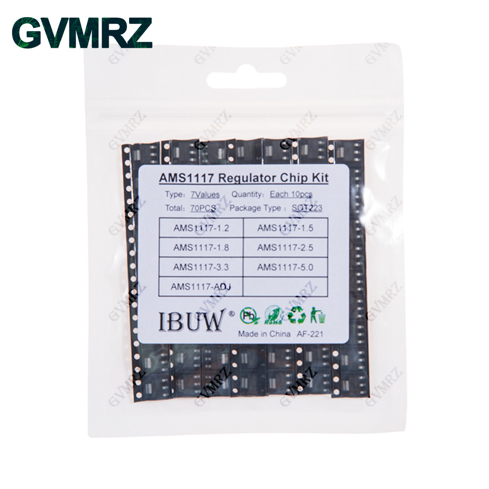 70PCS 7 ค่า AMS1117 ชุดชิปตัวควบคุม SOT223 (1.2/1.5/1.8/2.5/3.3/5.0/ADJ) สําหรับ Arduino DIY โครงการแหล่งจ่ายไฟอิเล็กทรอนิกส์