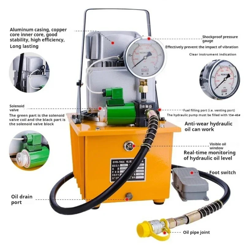Dual-Circuit Ultra-High Pressure Electric Hydraulic Pump Solenoid Valve Foot Switch Hydraulic Press