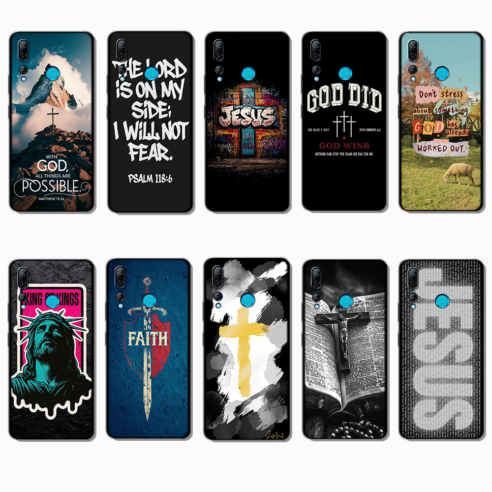 สําหรับ 3c Huawei Y6s Y6 Pro Y7 Y9 Prime Christianity เคส TPU สีดํานุ่ม