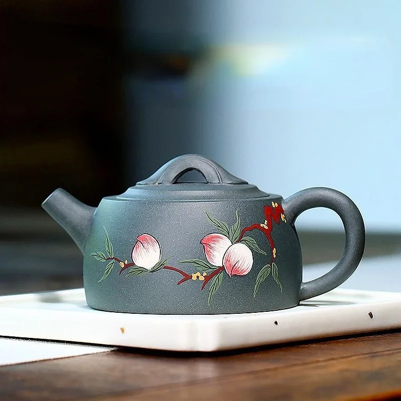 240ml Yixing Tea Pot Purple Clay Filter Stone Scoop Teapot Kettle Raw Ore Handmade Tea Set