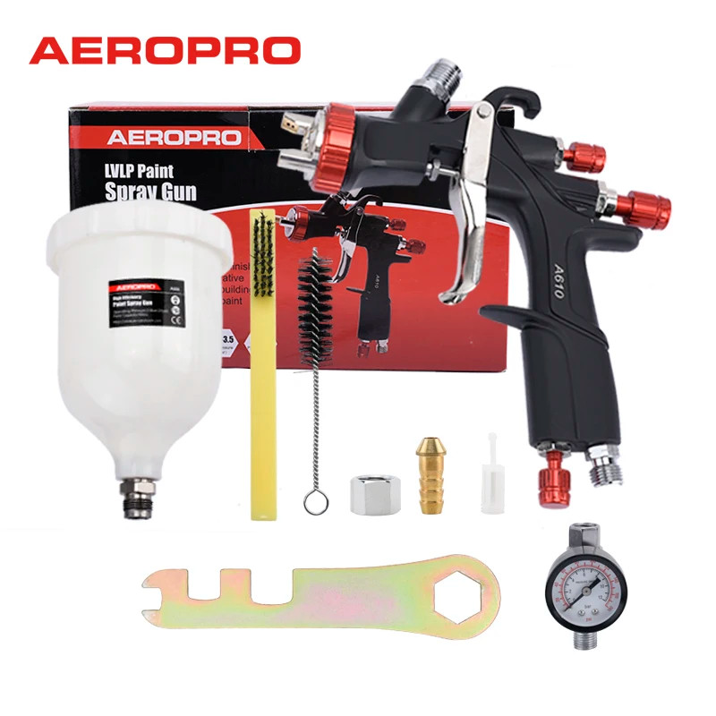 AEROPRO Professional R500 A610 LVLP Spray Gun Car Painting Airbrush With Regulator For Cars Paint S