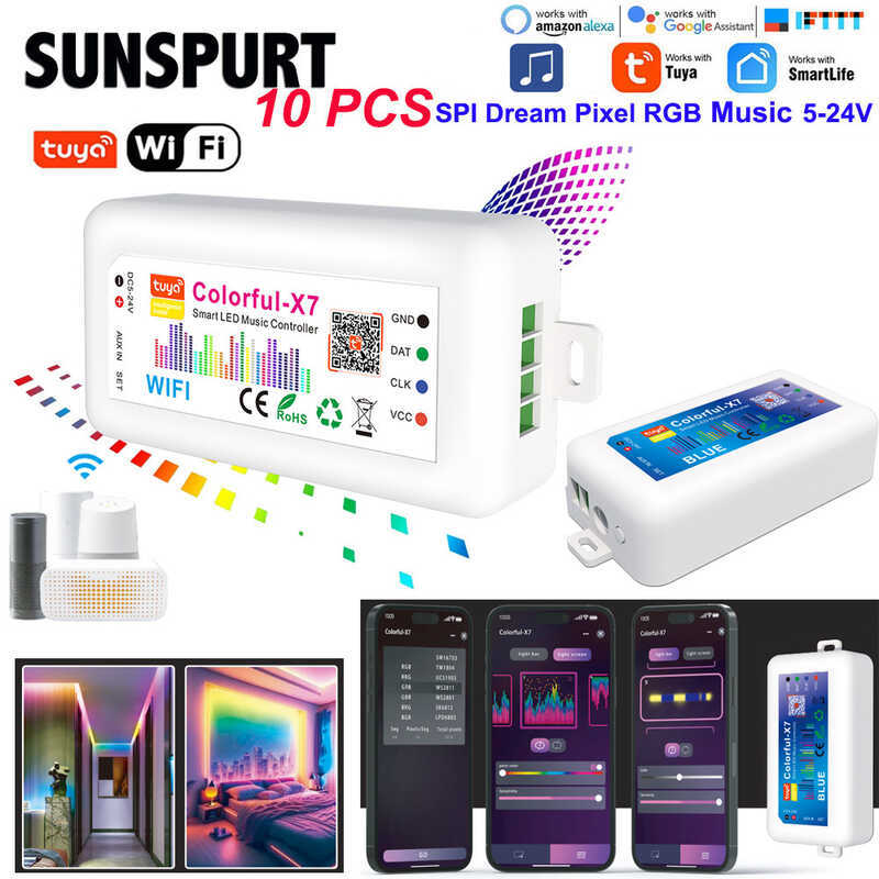 LED Symphony Graffiti Controller สีสัน-X7 สมาร์ทเพลงเสียง Score หน้าจอ APP Controller RGB