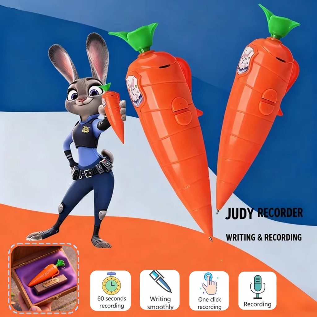 2ชิ้น2ใน1การ์ตูนแครอทบันทึกเสียงของเล่นน่ารักปากกานักเรียนที่มีฟังก์ชั่นบันทึก สวนสัตว์ 2ของเล่นเดสก์ท็อปตกแต่งเด็กของขวัญปีใหม่