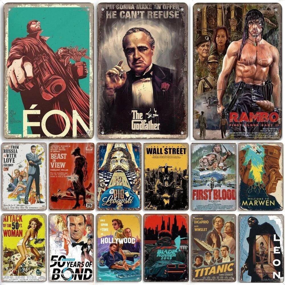 Retro TV Cinema โปสเตอร์ป้ายโลหะ Retro Classic Cinema กระดานดีบุกโลหะเหมาะสําหรับบาร์ห้องนั่งเล่น Ci