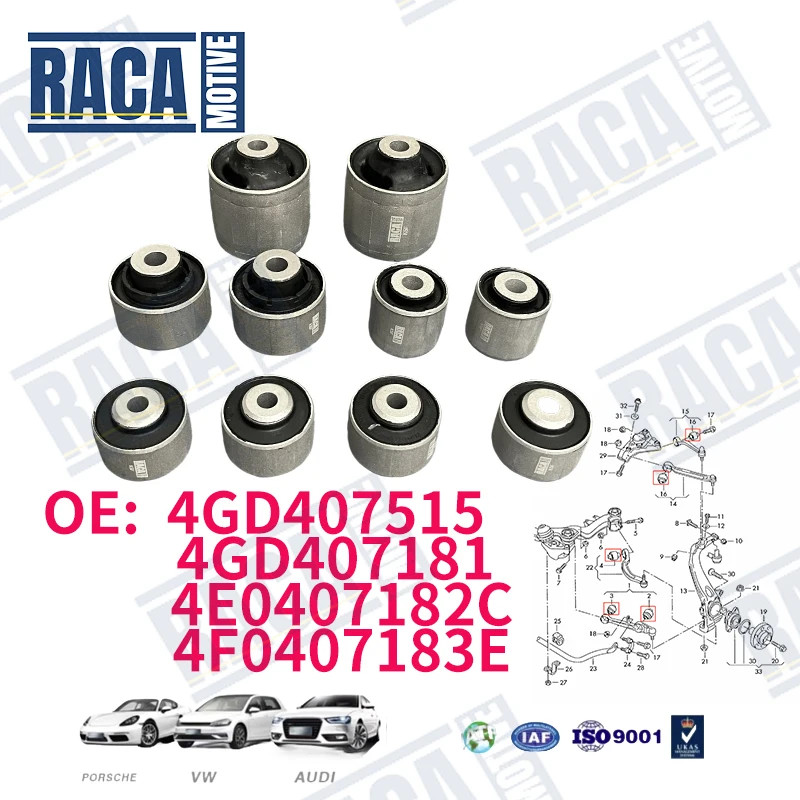 For Audi A4 A5 A6 A7 A8 Q5 10PCS Front Control Guide arm bushing Rubber Bush 4F0407183E 4GD407515 4