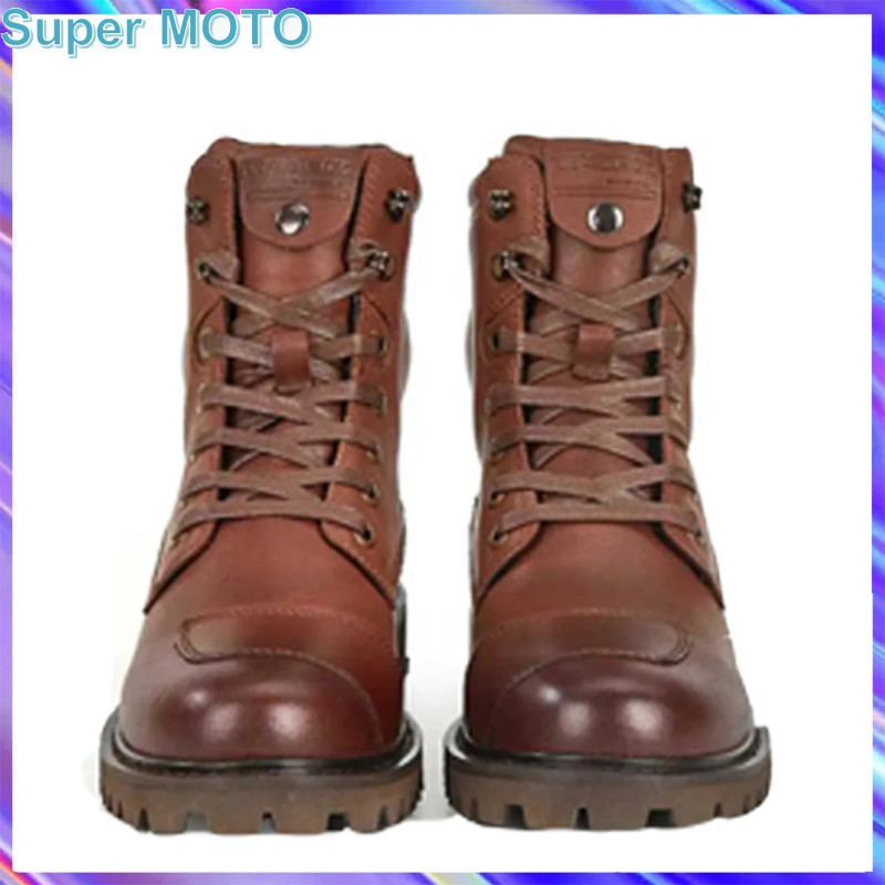 Retro Tiger Motorcycle Boots Cowhide Riding Shoes Motobike Martin Botas Motocross Boots Breathable