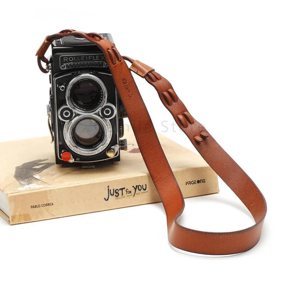 ของแท้หนัง cowhide ไหล่คอ lashing สายรัดกระเป๋าถือเข็มขัดสําหรับ Rollei Rolleiflex TLR ฟิล์มกล้องอุป