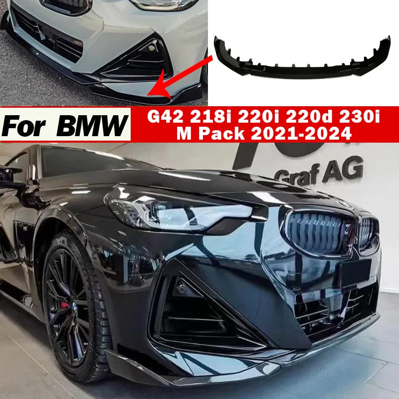 Front Bumper Lip Spoiler Diffuser for BMW G42 218i 220i 220d 230i 2021-2024 Coupe M Pack Lower Blad