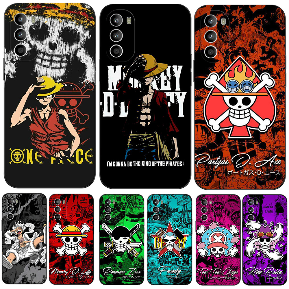 สําหรับ Motorola G82 5G กรณีซิลิโคนนุ่มโทรศัพท์สําหรับ Moto G82 สีดํา Tpu luffy โจรสลัดลิง