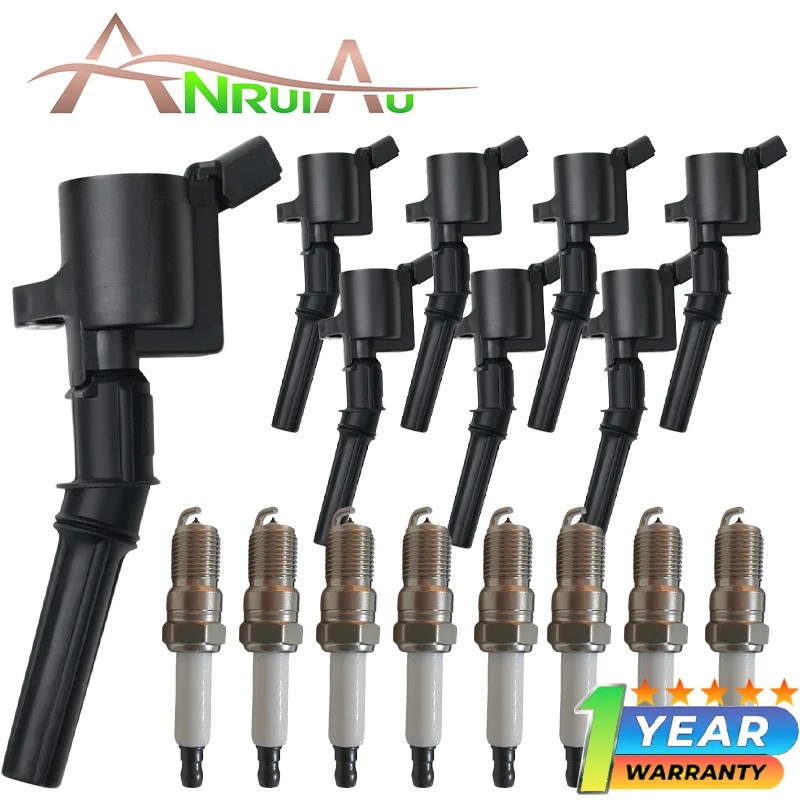 Set of 8 Ignition Coils & 8 Iridium Spark Plugs DG508 For Ford E-350E-450 E-550 F-150 F-250 Lincoln