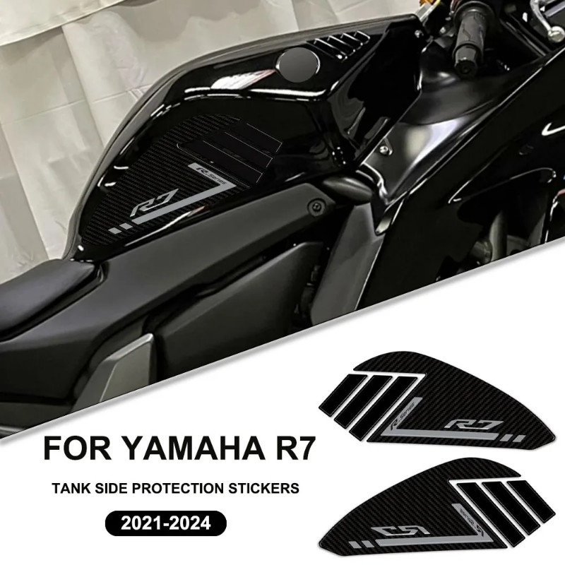 R7 for YAMAHA R7 2021-2024 Motorcycle Tank Side Pad Sticker 3D Resin Waterproof Anti-scratch Protec