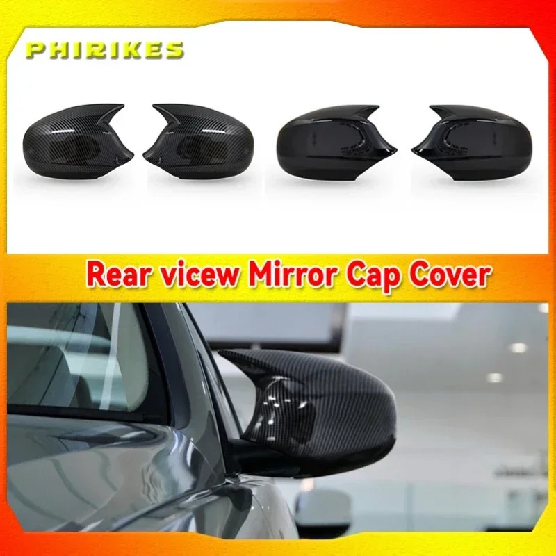 1pair For BMW E87 E81 E82 E90 E91 E92 E93 Rear View Side Case Trim ABS Carbon Fiber Style Car Rearv