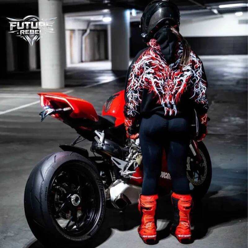 C Mens Hoodie Hot Stamping Process Dark Reflective Embroidery Streetwear Harajuku Unisex Red Loose