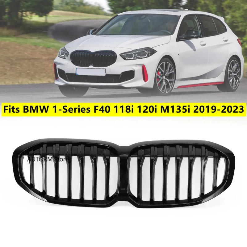 For BMW 1-Series F40 118i 120i M135i 2019 2020 2021 2022 2023 FRONT KIDNEY GRILLE GRILL GLOSS BLACK