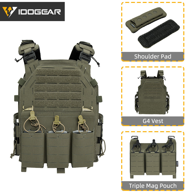 IDOGEAR Tactic GBRS LBT 6094 G4 เสื้อกั๊กตาข่าย 3D ไหล่ Pads FERRO สไตล์ KTAR Triple 556 Mag กระเป๋า